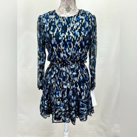 FRENCH CONNECTION Navy blue and gold waist cutout mini dress size 8. - Picture 3 of 16